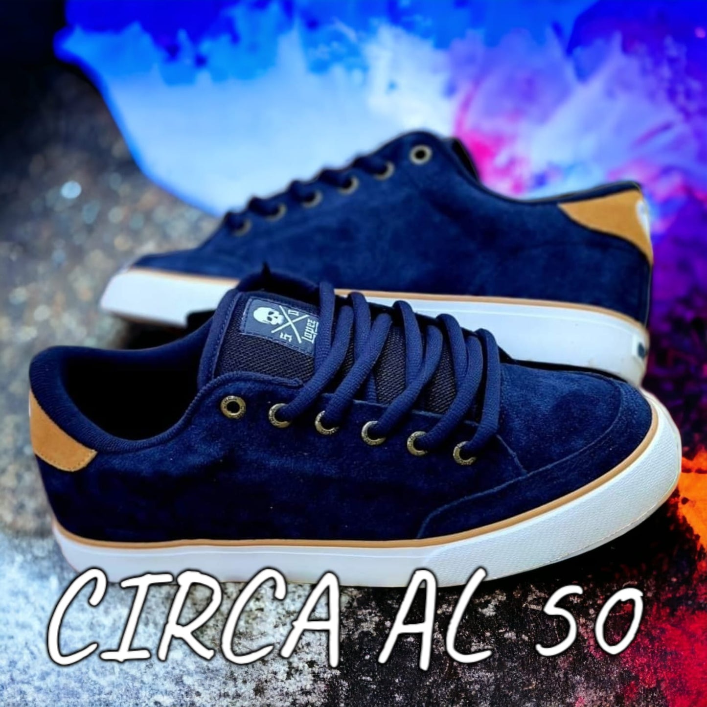 CIRCA AL 50 NAVY CHIPMUNK WHITE SUEDE